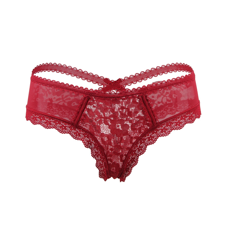 Floral Lace Mesh Panty with Lace-Up Back | Love It Curvy