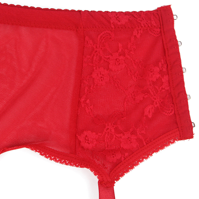 Sexy Lace Gartered Panties Womens High Waist Plus Size Lingerie in black - Love It Curvy
