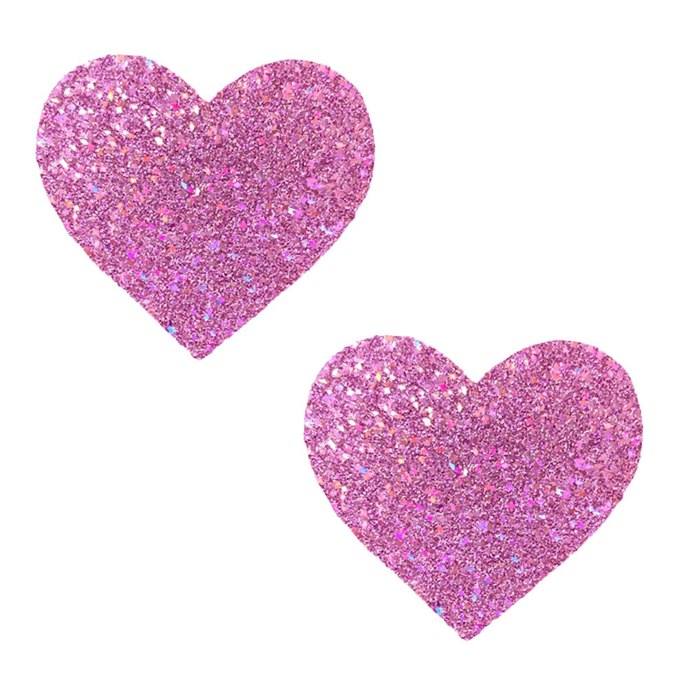 Pegasus Kisses Iridescent Pink Glitter I Heart U Nipztix Pasties - Love it Curvy
