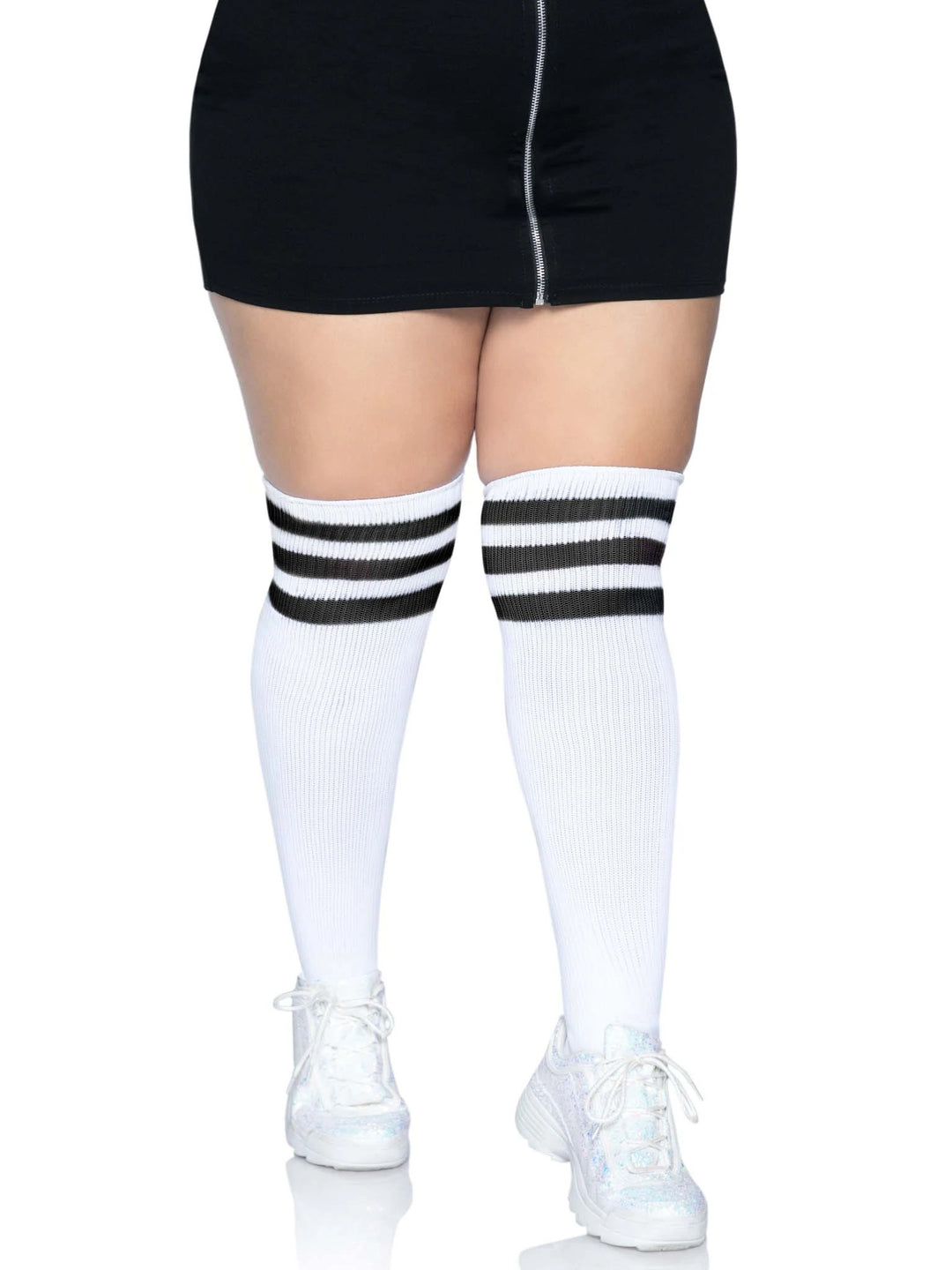Over the Knee Athletic Socks - 1x/2x - White/black - Love it Curvy