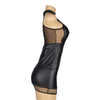 Sexy Solid Black Color Halter Leather Lingerie Dress - Love It Curvy