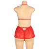 Mesh Halter Backless Floral Patterns Teddy Lingerie Red Black - Love It Curvy