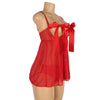 Red Sexy Bow Knot Cutout Out Bra Open Back Side Babydoll - Love It Curvy