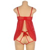 Red Sexy Bow Knot Cutout Out Bra Open Back Side Babydoll - Love It Curvy
