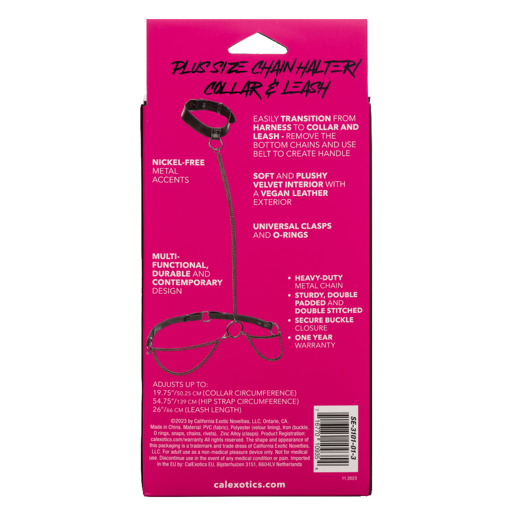 Euphoria Collection Plus Size Chain Halter/collar and Leash - Black - Love it Curvy
