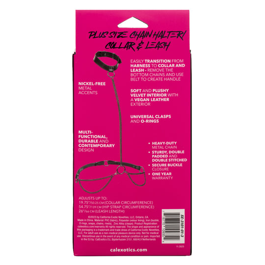 Euphoria Collection Plus Size Chain Halter/collar and Leash - Black - Love it Curvy