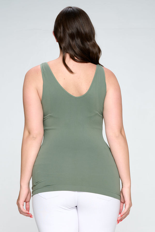 V or U Neckline Reversible Seamless Tank | Love It Curvy