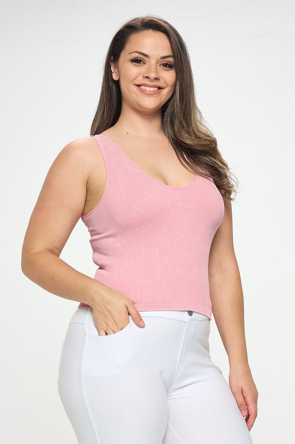 Seamless Reversible Stonewashed Ribbed Tank | Love It Curvy