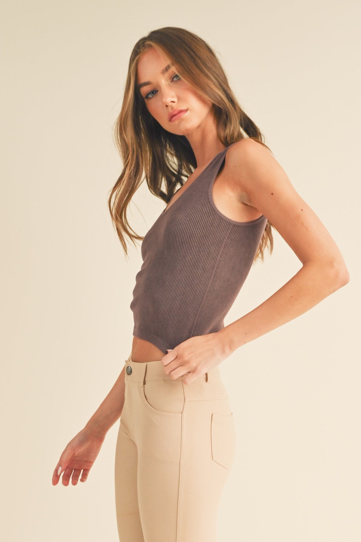Seamless Reversible Stonewashed Ribbed Tank | Love It Curvy