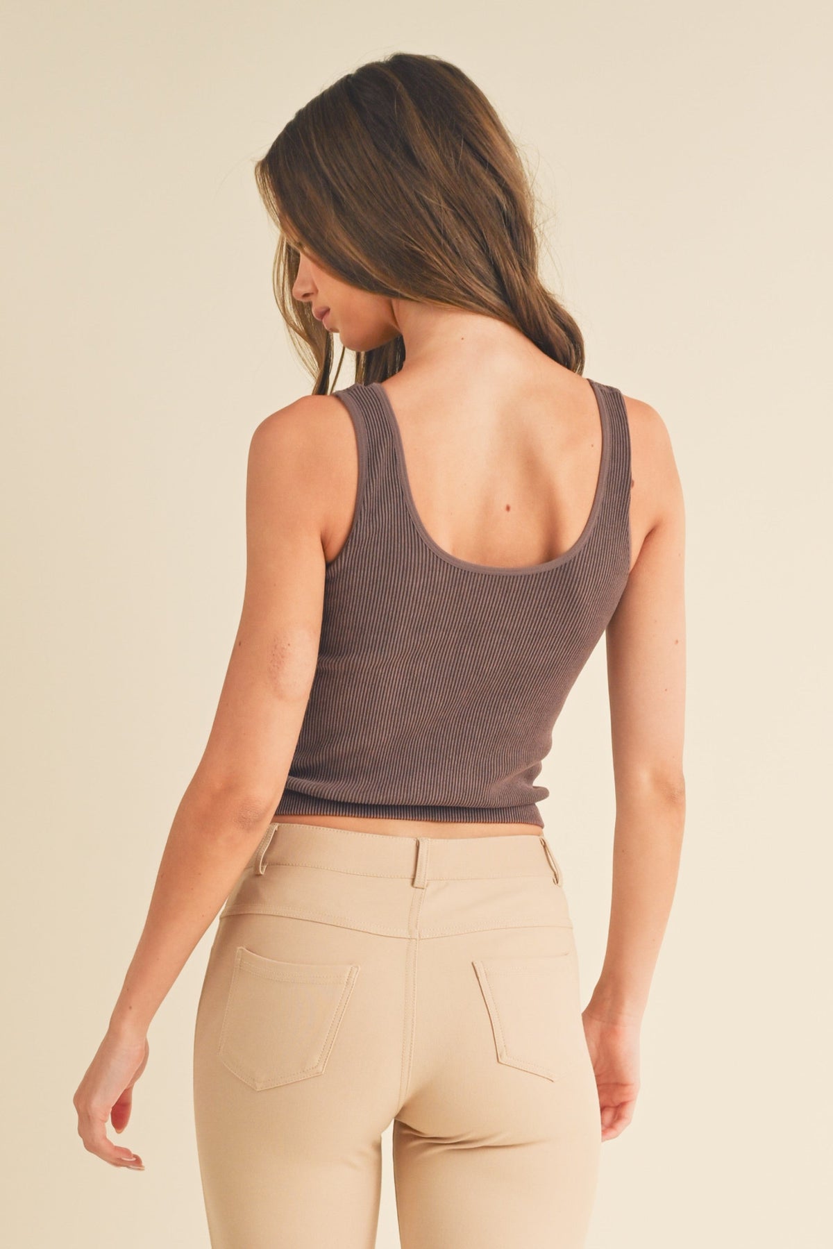 Seamless Reversible Stonewashed Ribbed Tank | Love It Curvy