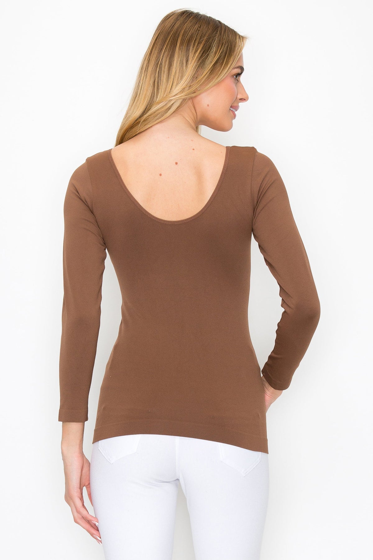 Seamless Reversible V-Neck Long Sleeve Top | Love It Curvy