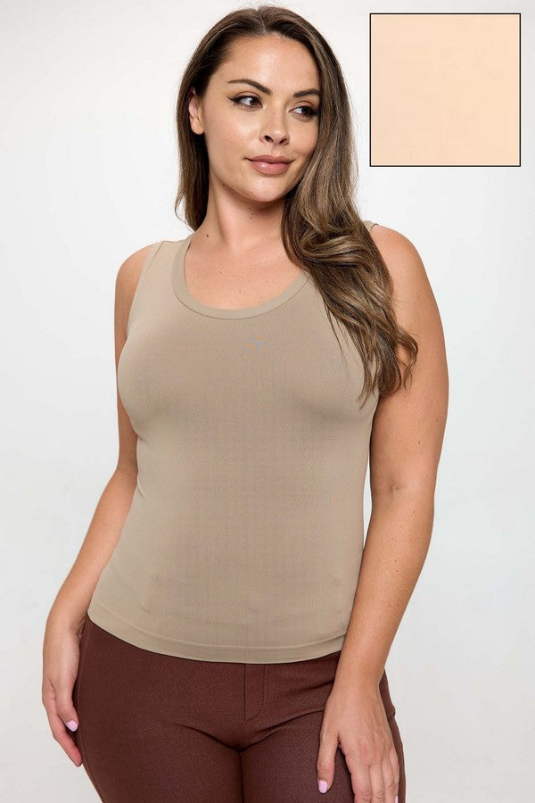 Plum High-Low Reversible Neckline Seamless Tank Top