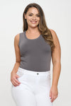 Charcoal High-Low Reversible Neckline Seamless Tank Top