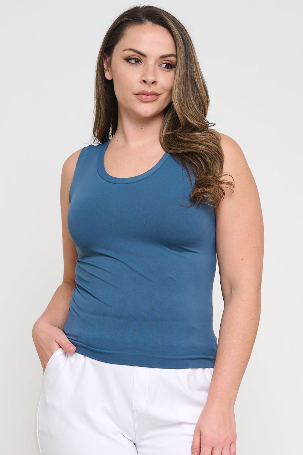 Red High-Low Reversible Neckline Seamless Tank Top