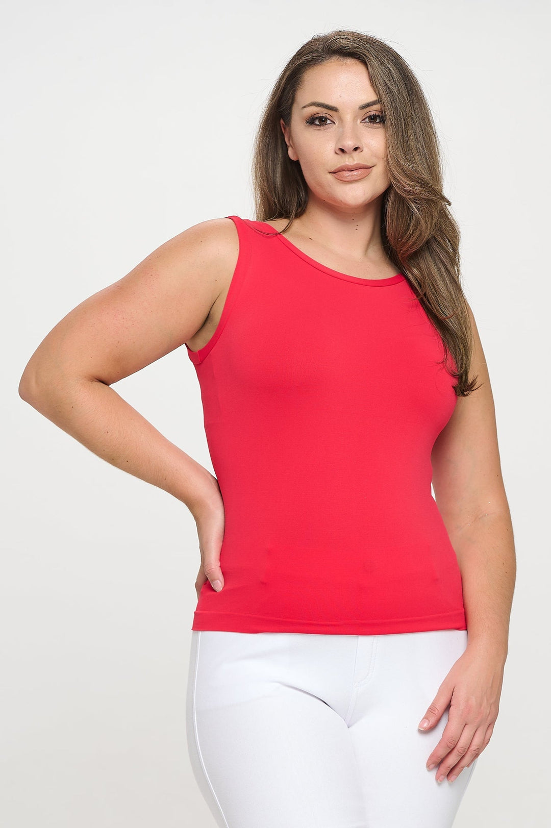 Red High-Low Reversible Neckline Seamless Tank Top