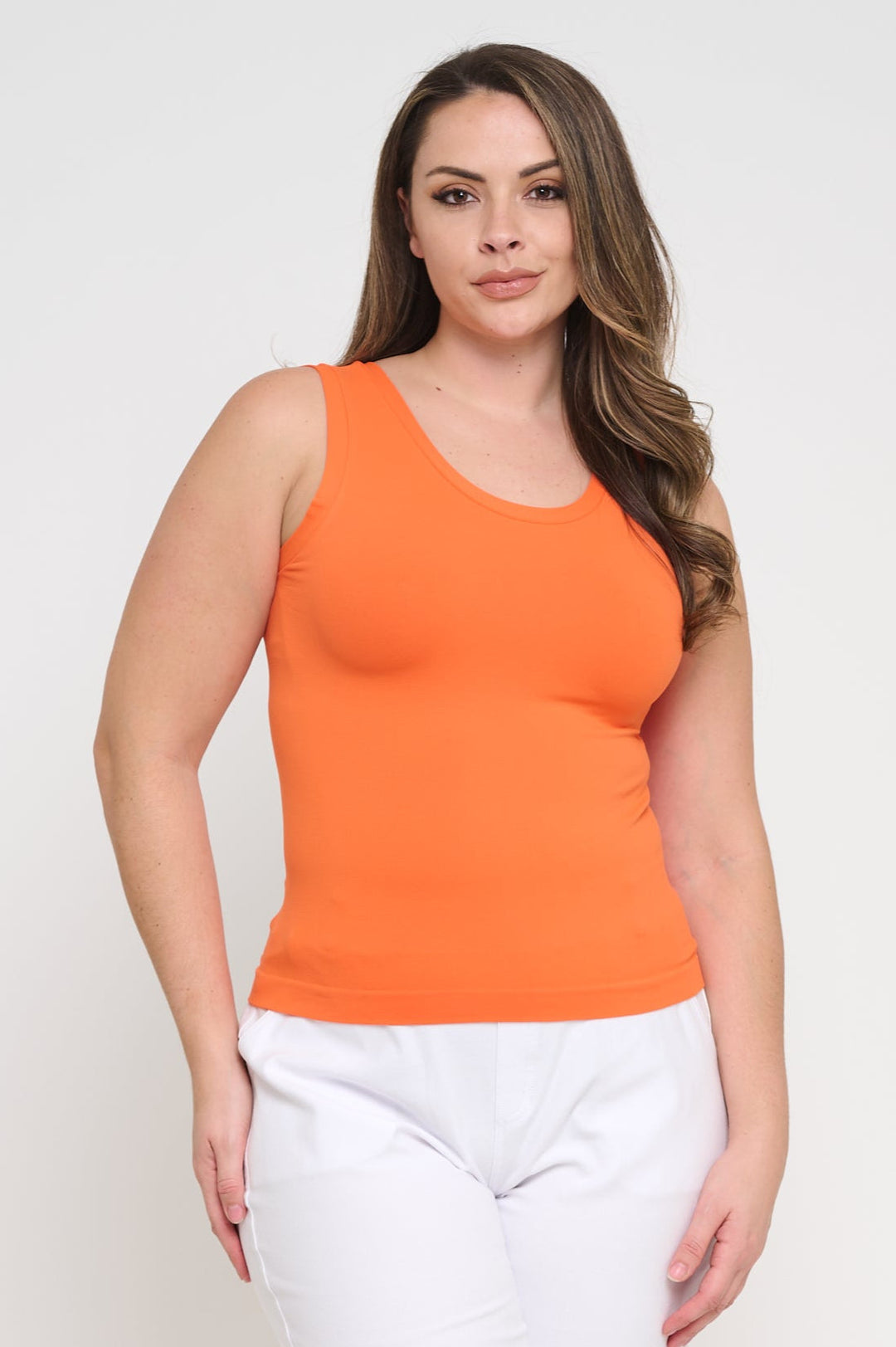 White High-Low Reversible Neckline Seamless Tank Top