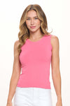 Hot Pink High-Low Reversible Neckline Seamless Tank Top