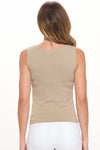 Light Mocha High-Low Reversible Neckline Seamless Tank Top
