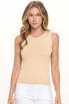 Cream Coffee High-Low Reversible Neckline Seamless Tank Top