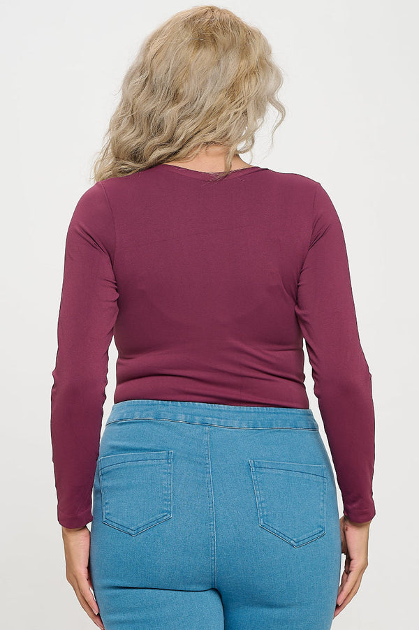 Seamless Round Neck Long Sleeve Top | Love It Curvy