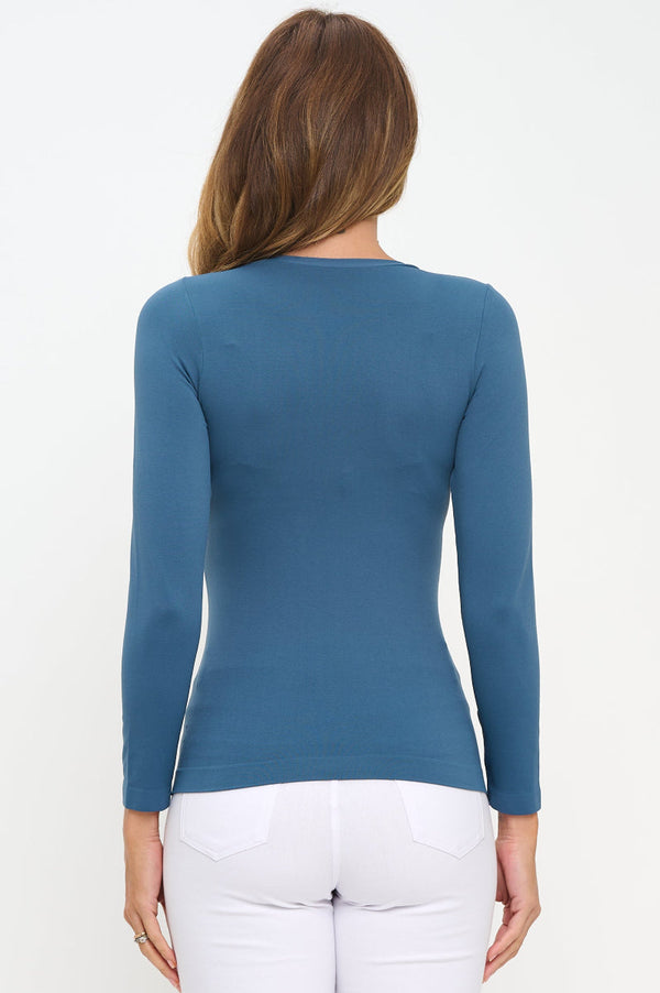Seamless Round Neck Long Sleeve Top | Love It Curvy