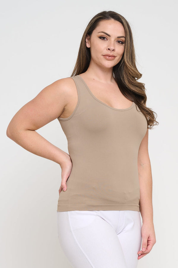 Plus Size Women's U Neck Solid Seamless Tank | Love It Curvy