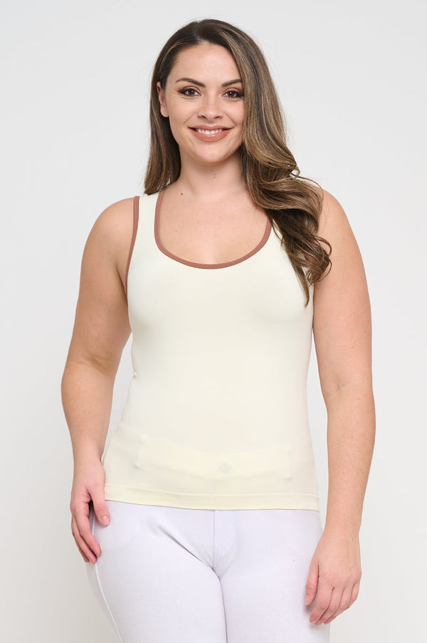 U Neck Two Tone Seamless Tank | Love It Curvy