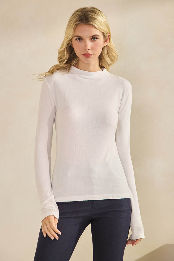 Seamlessly Soft Ribbed Modal Mock Neck Long Sleeve Top | Love It Curvy