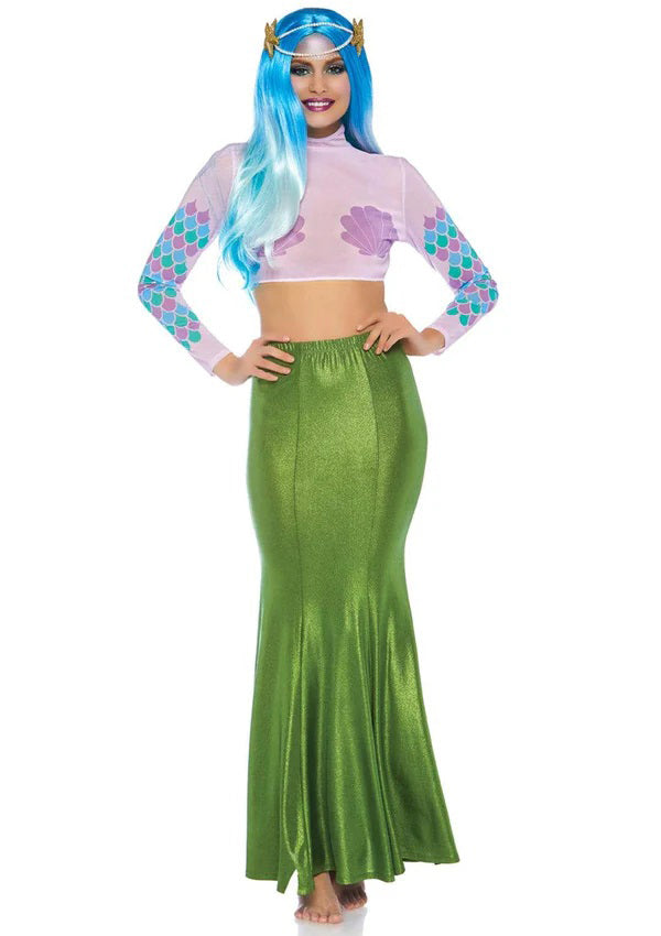 Shimmer Spandex Mermaid Costume Maxi Skirt - Small-Medium - Green - Love it Curvy