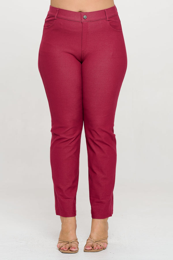 Plus Size Women's Classic Solid Straight Leg Jeggings | Love It Curvy