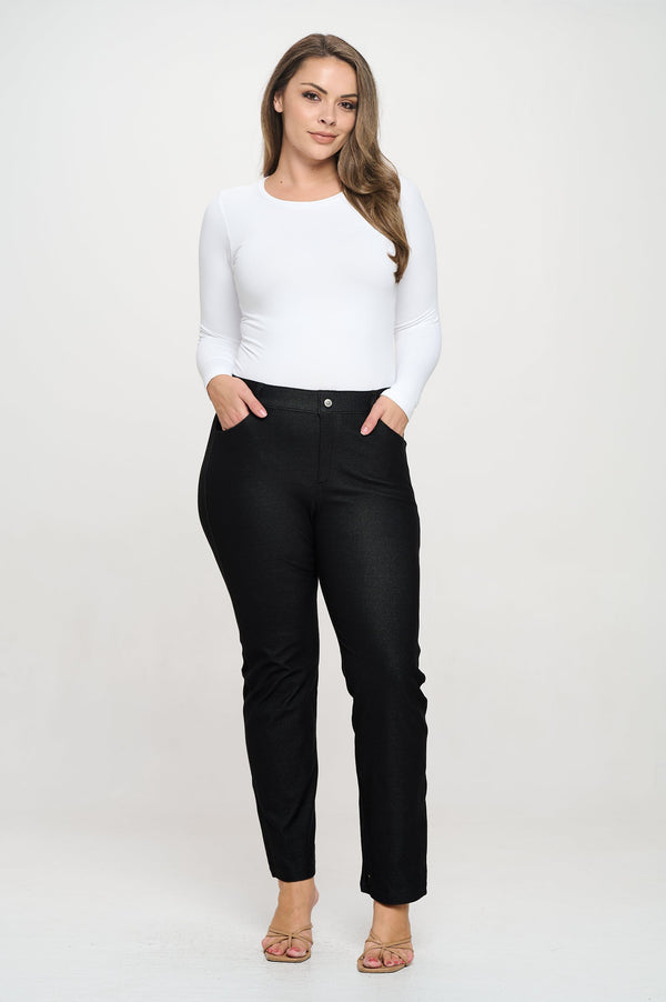 Plus Size Women's Classic Solid Straight Leg Jeggings | Love It Curvy