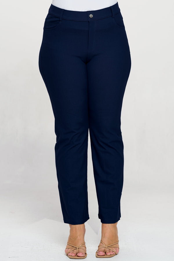Plus Size Women's Classic Solid Straight Leg Jeggings | Love It Curvy