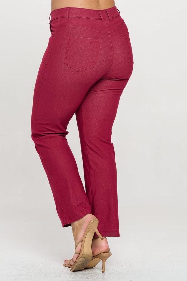 Plus Size Women's Classic Solid Straight Leg Jeggings | Love It Curvy