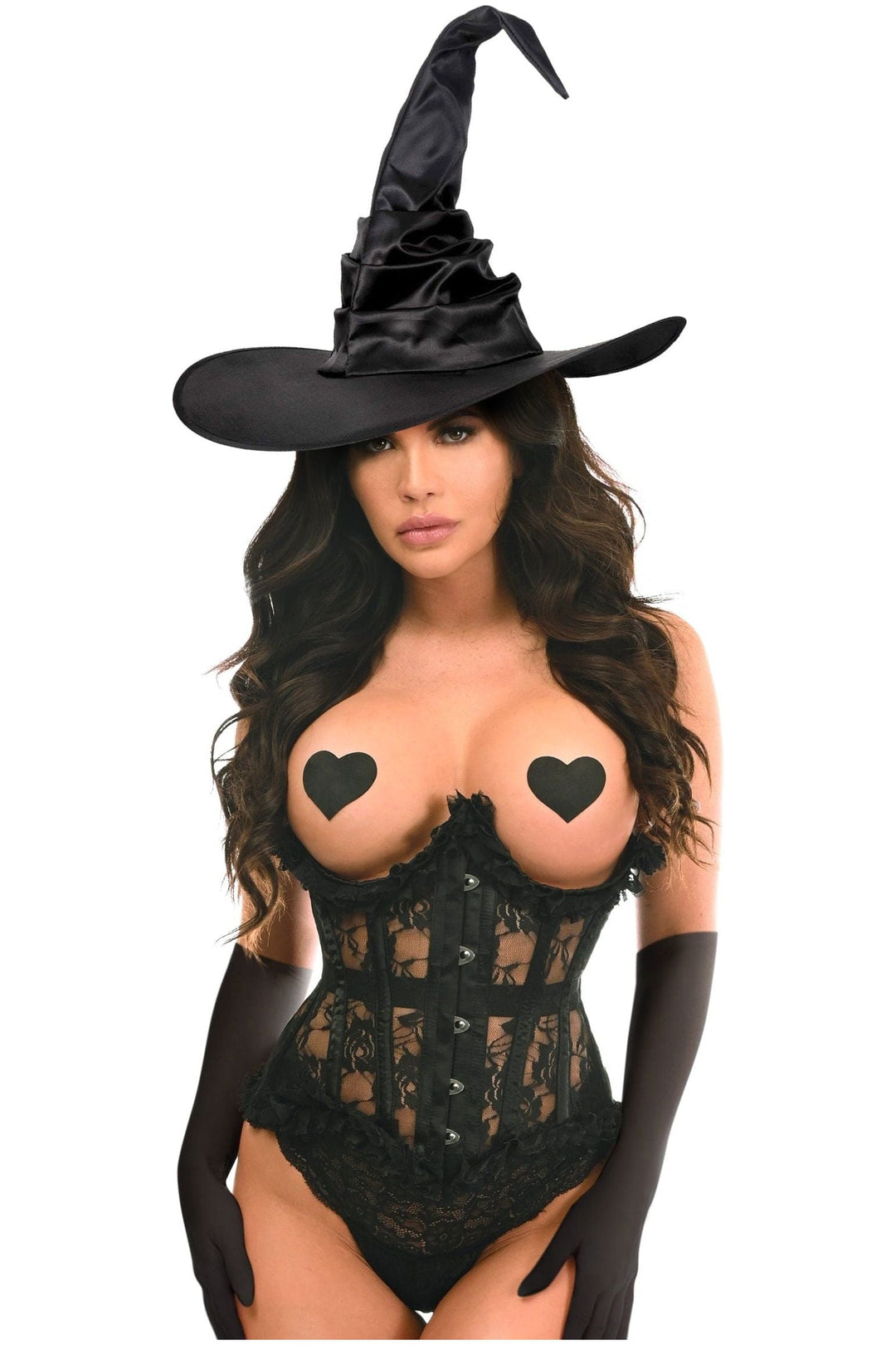 Top Drawer 3 PC Black Lace Witch Corset Costume - Love it Curvy