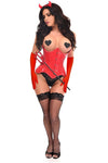 Top Drawer 4 PC Red Patent Devil Corset Costume - Love it Curvy