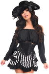 Top Drawer 4 PC Black/White Striped Premium Pirate Corset Costume - Love it Curvy