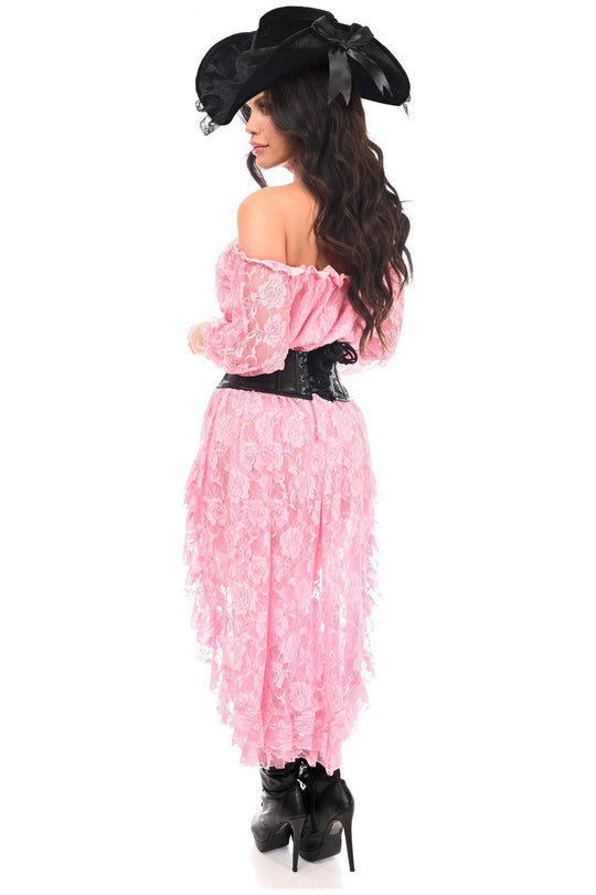 Top Drawer 4 PC Lt Pink Premium Pirate Corset Costume - Love it Curvy