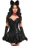 Top Drawer 5 PC Sequin Black/Red Cat Corset Dress Costume - Love it Curvy