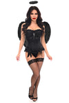 Top Drawer 3 PC Black Burlesque Dark Angel Corset Costume - Love it Curvy