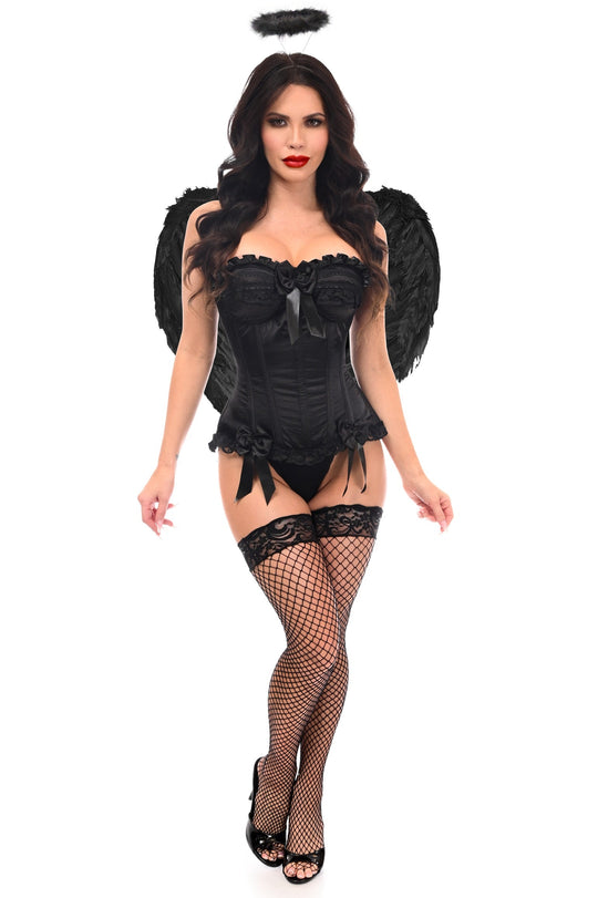 Top Drawer 3 PC Black Burlesque Dark Angel Corset Costume - Love it Curvy