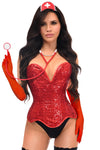 Top Drawer 4 PC Premium Sequin Nurse Corset Costume - Love it Curvy