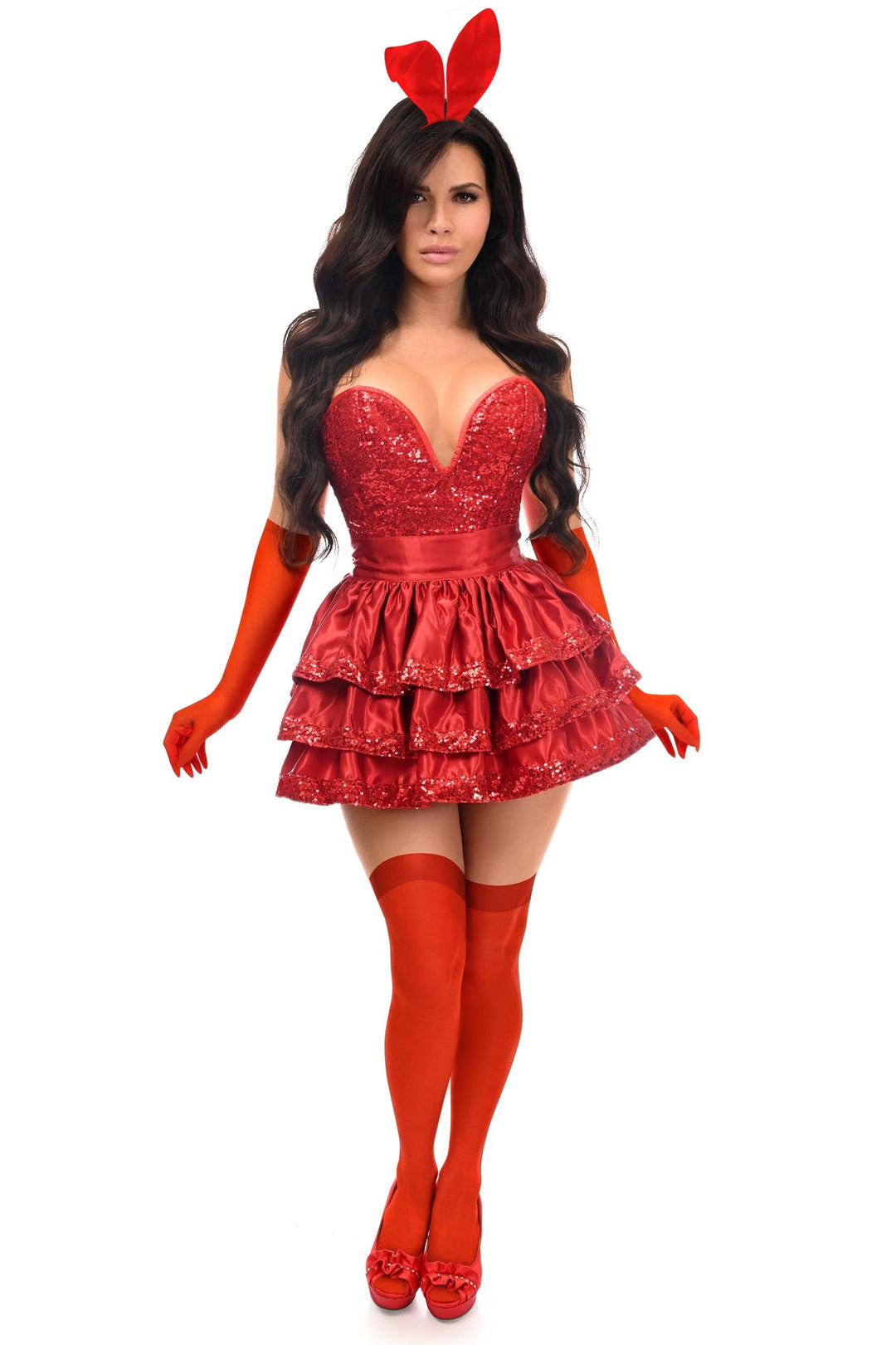 Top Drawer 5 PC Red Sequin Bunny Corset Costume - Love it Curvy