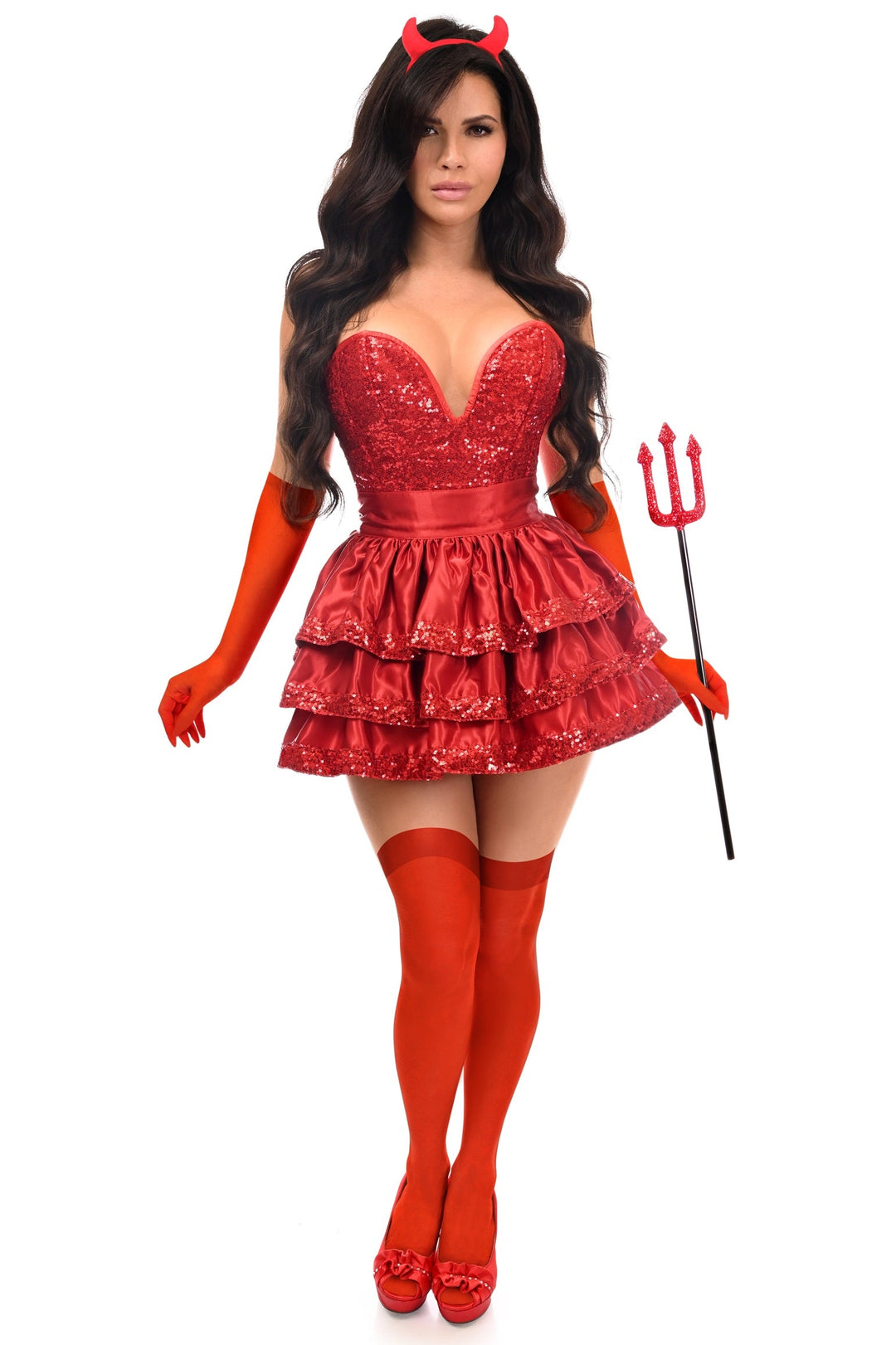 Top Drawer 5 PC Red Sequin Devil Corset Costume - Love it Curvy