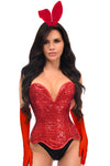 Top Drawer 4 PC Red Sequin Bunny Corset Costume - Love it Curvy