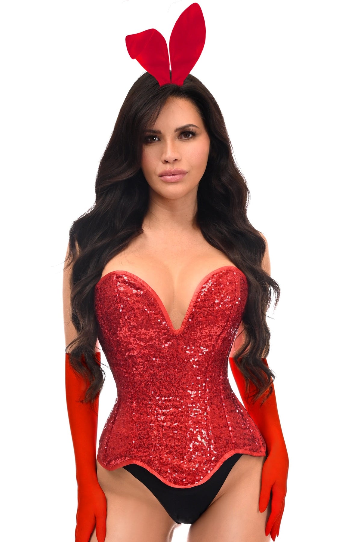 Top Drawer 4 PC Red Sequin Bunny Corset Costume - Love it Curvy