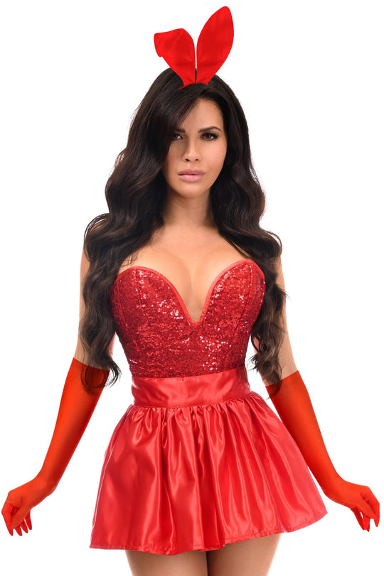 Top Drawer 5 PC Premium Red Bunny Corset Costume - Love it Curvy