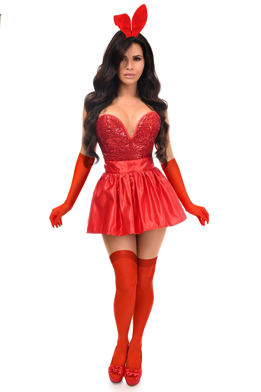 Top Drawer 5 PC Premium Red Bunny Corset Costume - Love it Curvy
