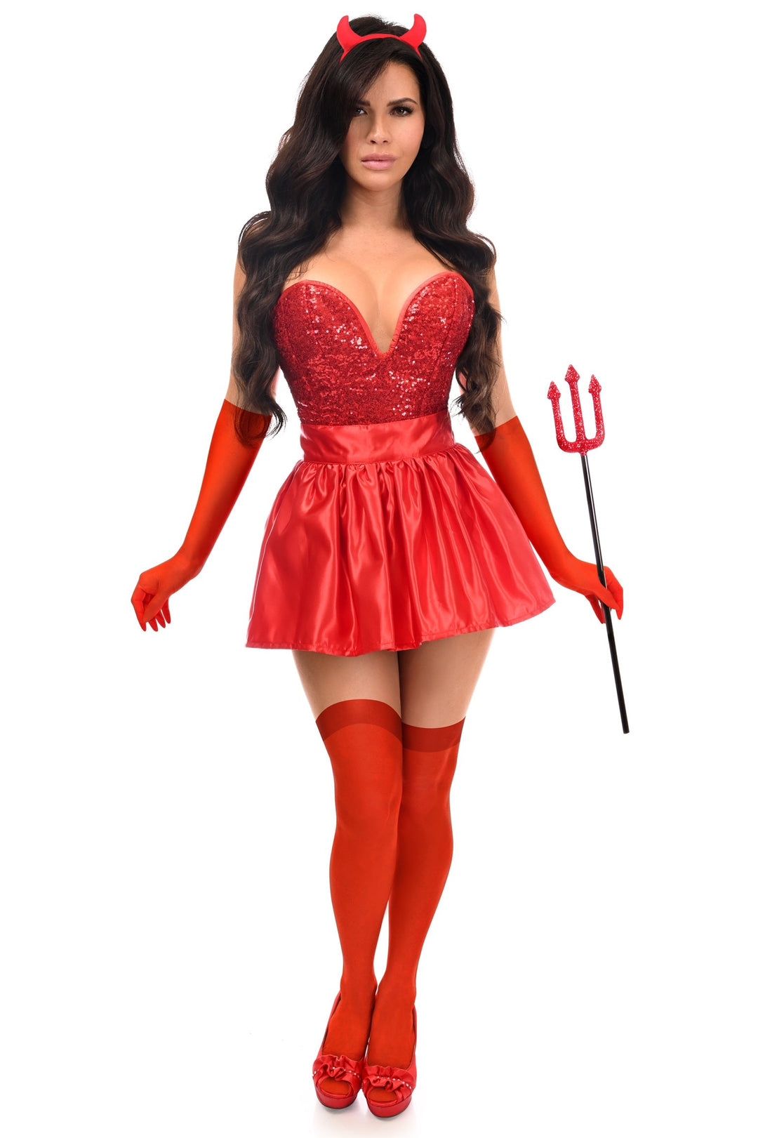 Top Drawer 5 PC Premium Devil Corset Costume - Love it Curvy