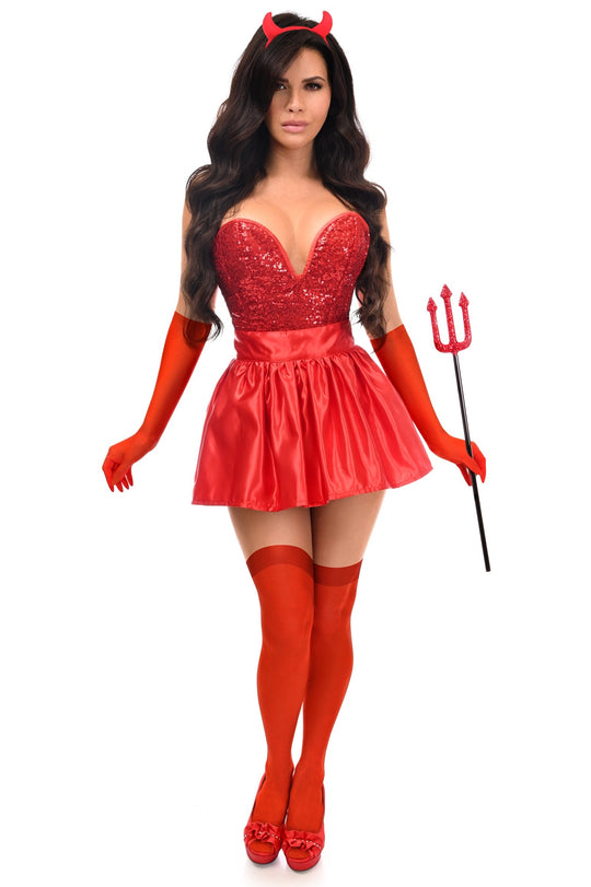Top Drawer 5 PC Premium Devil Corset Costume - Love it Curvy
