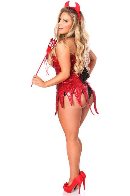 Top Drawer Red Sequin Devil Corset Dress Costume - Love it Curvy